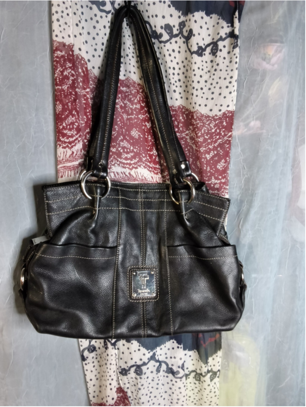 Tignanello black pebbled leather shoulder bag